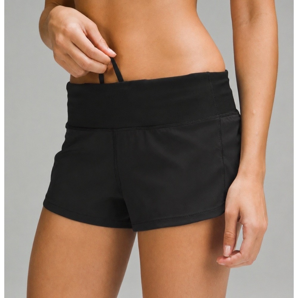 Lululemon Speed Up Low Rise Shorts Black 2" Inseam Size 4 Mini Running Vintage - Picture 2 of 9
